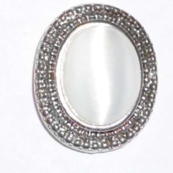 Jewelry - SILVERTONE WHITE MOONSTONE OVAL PIERCED EARRINGS